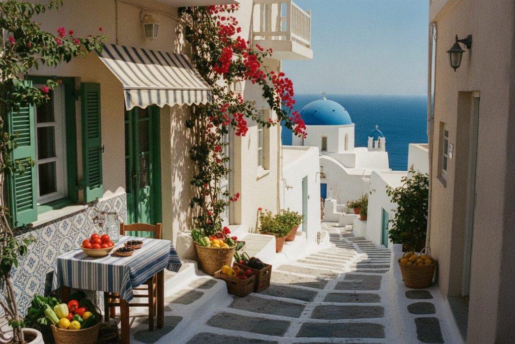 Whitewash and navy steps