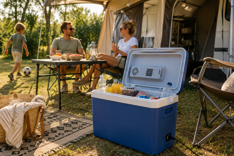 Elektrische koelbox voor in de auto tijdens een zomervakantie